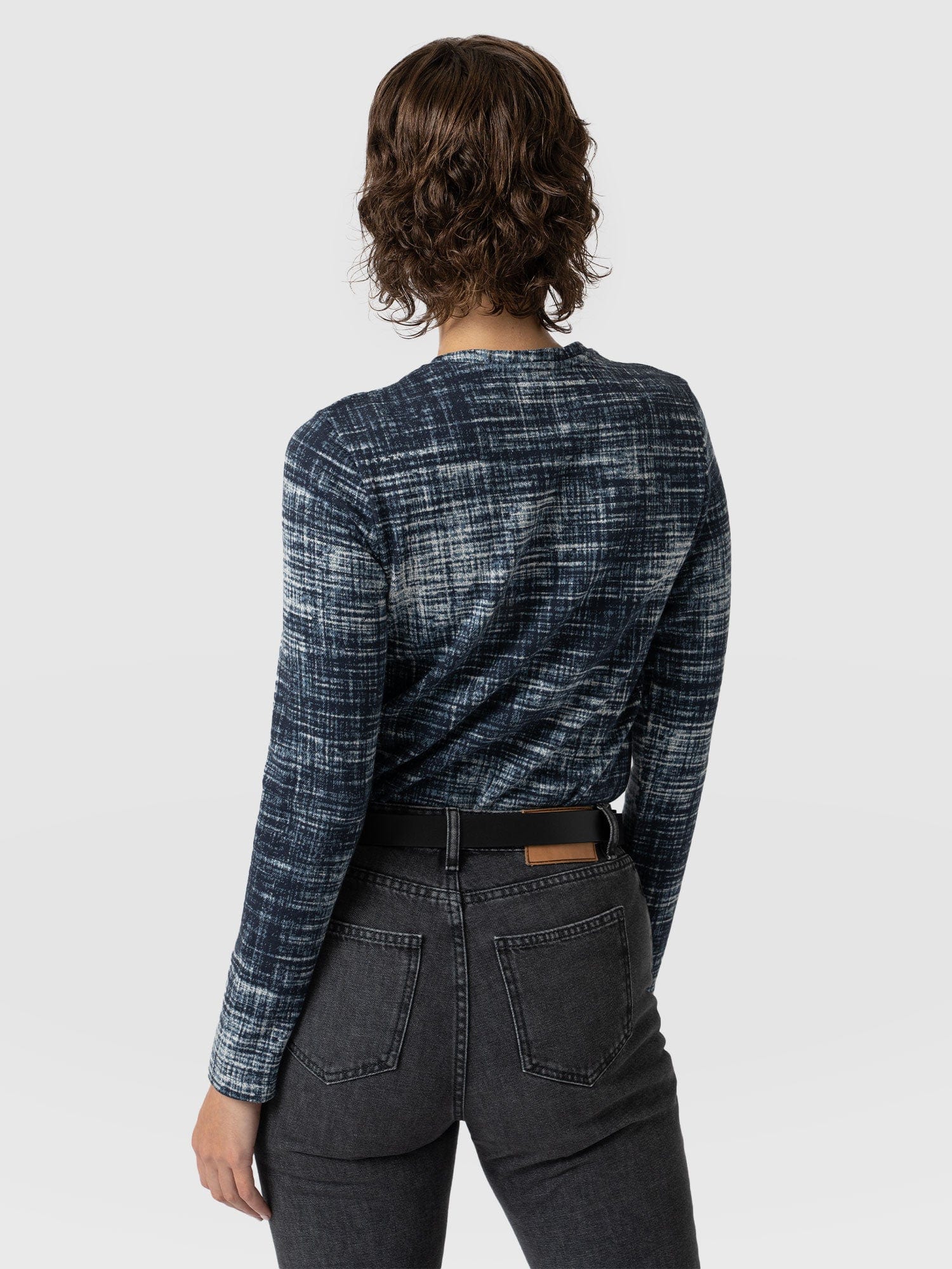 Glen Crew Neck Tee Blue Check - Women's T-Shirts | Saint + Sofia® USA